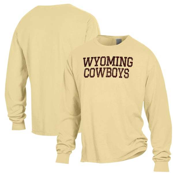 Wyoming Cowboys ComfortWash Garment Dyed Long Sleeve T-Shirt - Gold