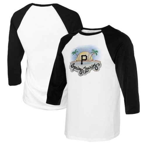 Pittsburgh Pirates Tiny Turnip Women's 2022 Spring Training 3/4 Sleeve Raglan T-Shirt - White/Black