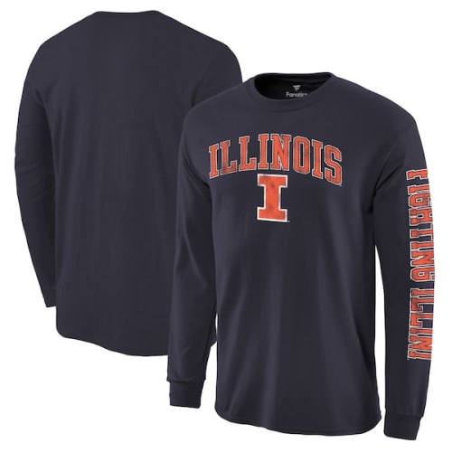 Illinois Fighting Illini Fanatics Branded Distressed Arch Over Logo Long Sleeve Hit T-Shirt - Navy