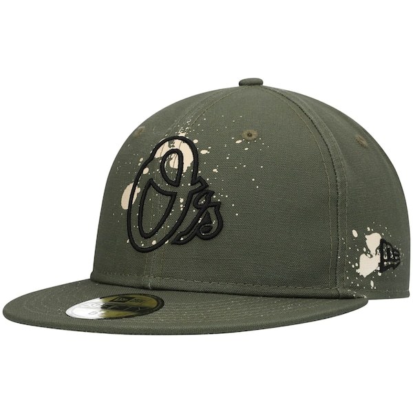 Baltimore Orioles New Era Splatter 59FIFTY Fitted Hat - Olive