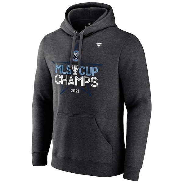 New York City FC Fanatics Branded 2021 MLS Cup Champions Locker Room Pullover Hoodie - Heathered Charcoal