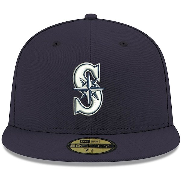 Seattle Mariners New Era Logo White 59FIFTY Fitted Hat - Navy