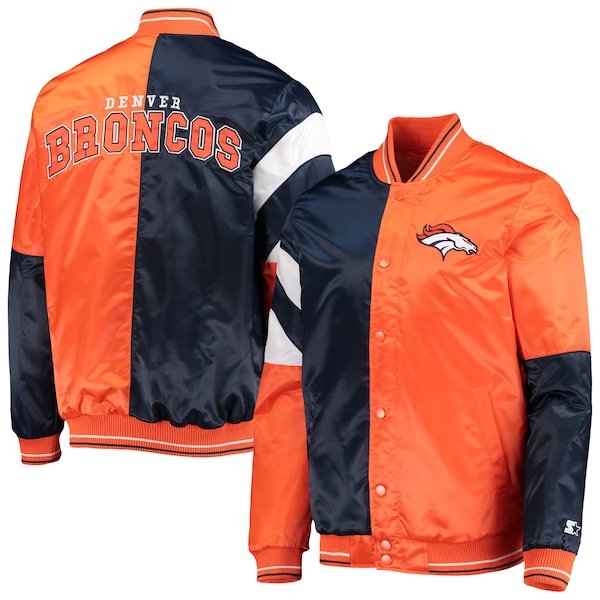 Denver Broncos Starter Leader Varsity Satin Full-Snap Jacket - Orange/Navy