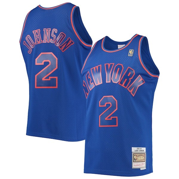 Larry Johnson New York Knicks Mitchell & Ness 1996-97 Hardwood Classics Swingman Jersey - Blue