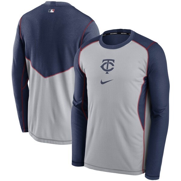 Minnesota Twins Nike Authentic Collection Game Performance Pullover Sweatshirt - Gray/Navy