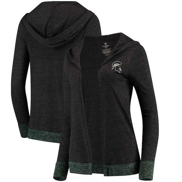 Michigan State Spartans Colosseum Women's Steeplechase Open Hooded Tri-Blend Cardigan - Charcoal