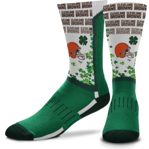 Cleveland Browns For Bare Feet Four Leaf St. Patrick's Day V-Curve Crew Socks