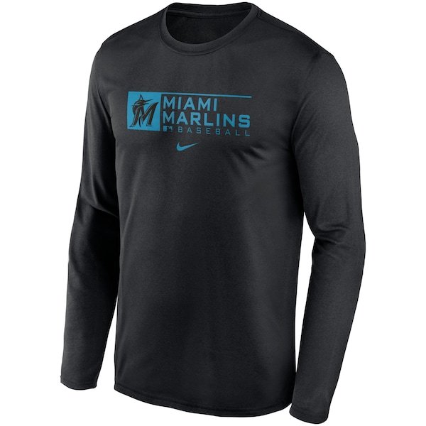 Miami Marlins Nike Authentic Collection Performance Long Sleeve T-Shirt - Black