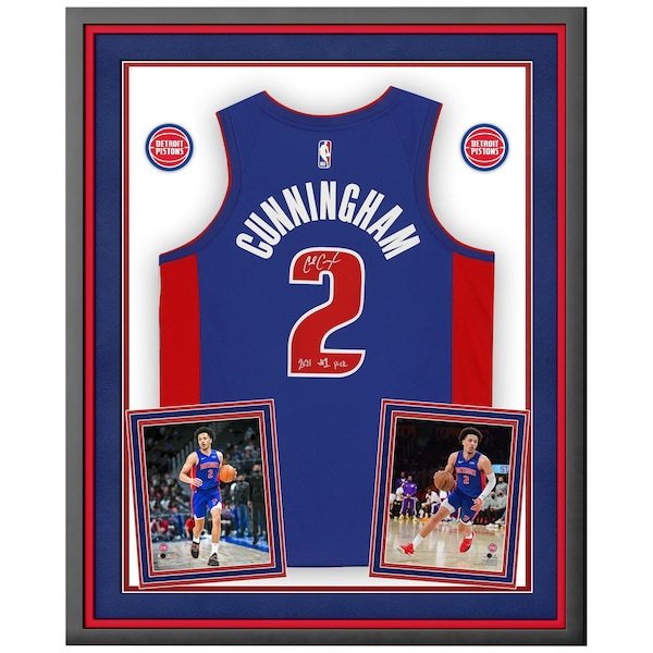 Cade Cunningham Detroit Pistons Fanatics Authentic Autographed Deluxe Framed Nike Blue Icon Swingman Jersey with ''2021 #1 Pick'' Inscription