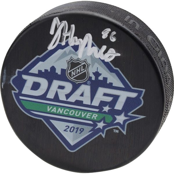 Jack Hughes New Jersey Devils Fanatics Authentic Autographed 2019 NHL Draft Logo Hockey Puck