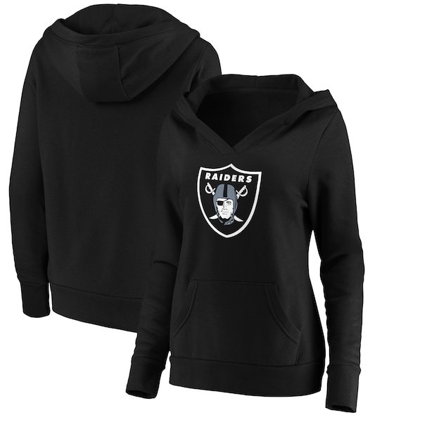 Las Vegas Raiders Fanatics Branded Women's Primary Team Logo V-Neck Pullover Hoodie - Black