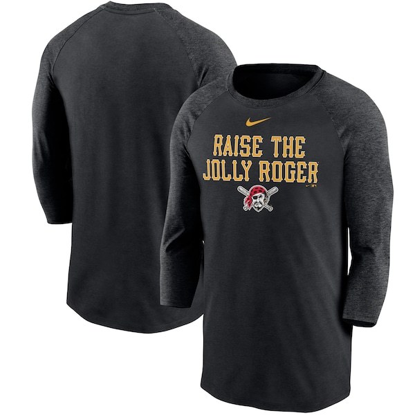 Pittsburgh Pirates Nike Local Phrase Tri-Blend 3/4-Sleeve Raglan T-Shirt - Black