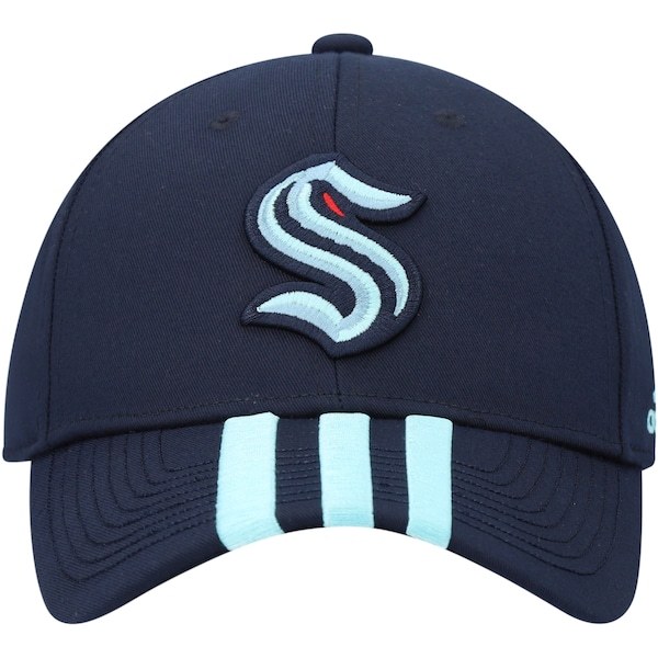 Seattle Kraken adidas Locker Room Primegreen Three Stripe Adjustable Hat - Navy