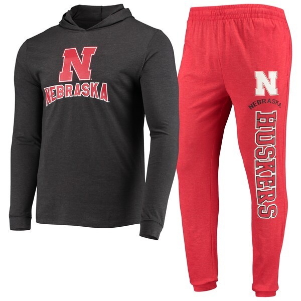 Nebraska Huskers Concepts Sport Meter Long Sleeve Hoodie T-Shirt & Jogger Pants Sleep Set - Scarlet/Charcoal