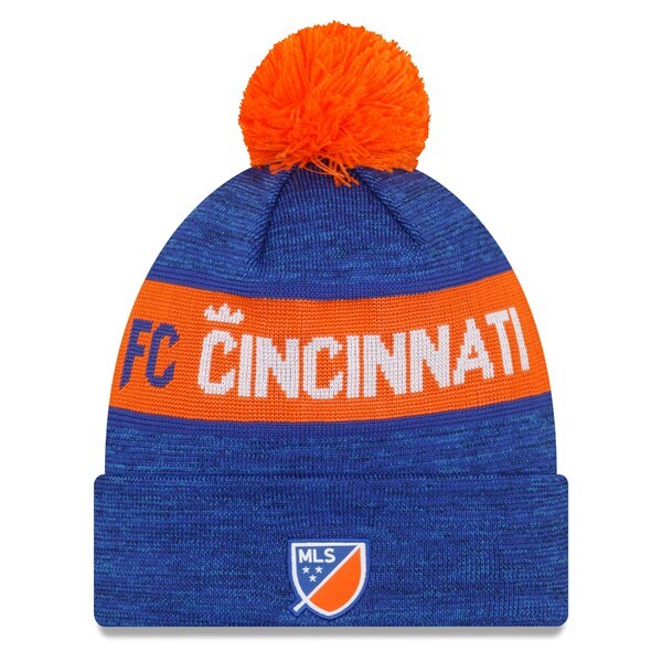 FC Cincinnati New Era Kick Off Cuffed Knit Hat with Pom - Blue