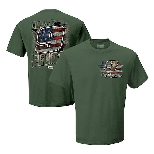 Chase Elliott Hendrick Motorsports Team Collection Camo Patriotic T-Shirt - Olive