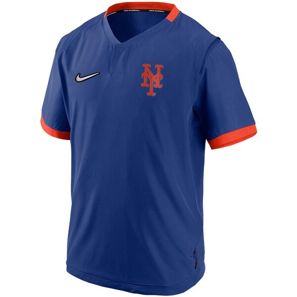 New York Mets Nike Authentic Collection Short Sleeve Hot Pullover Jacket - Royal/Orange