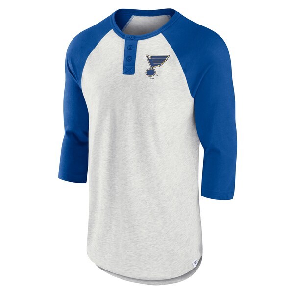 St. Louis Blues Fanatics Branded True Classics Better Believe Raglan Henley 3/4-Sleeve T-Shirt - Ash/Blue