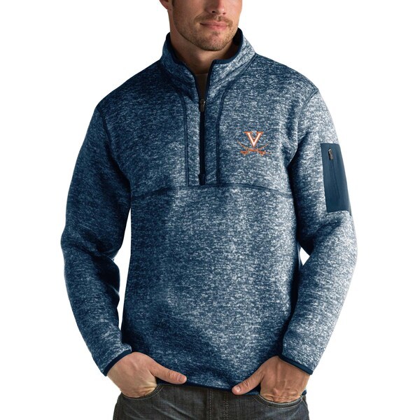 Virginia Cavaliers Antigua Fortune 1/2-Zip Pullover Sweater - Heathered Navy