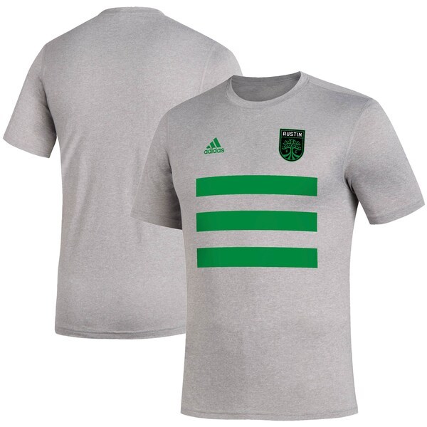 Austin FC adidas Three Stripe Life Pitch AEROREADY T-Shirt - Heathered Gray