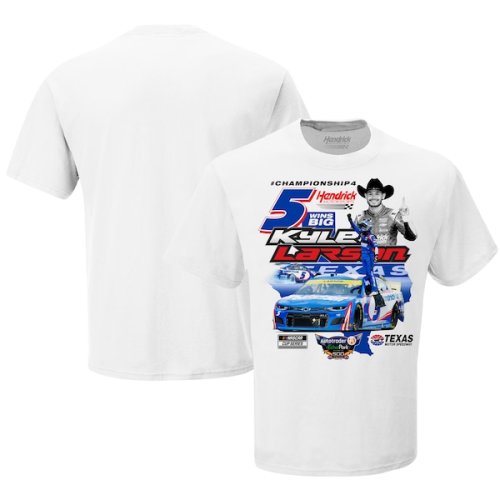 Kyle Larson Checkered Flag 2021 Autotrader EchoPark Automotive 500 Race Winner T-Shirt - White