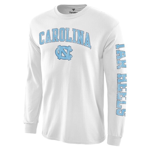 North Carolina Tar Heels Fanatics Branded Distressed Arch Over Logo Long Sleeve Hit T-Shirt - White