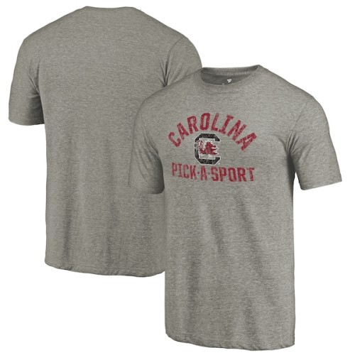 South Carolina Gamecocks Fanatics Branded Distressed Pick-A-Sport Tri-Blend Sleeve T-Shirt - Ash