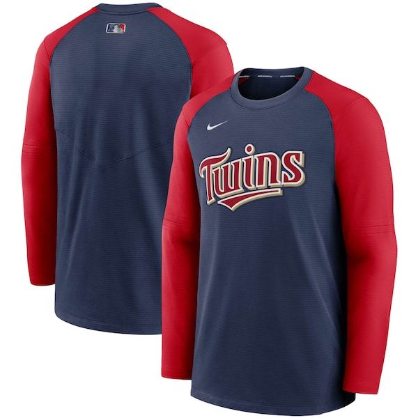Minnesota Twins Nike Authentic Collection Pregame Performance Raglan Pullover Sweatshirt - Navy/Red