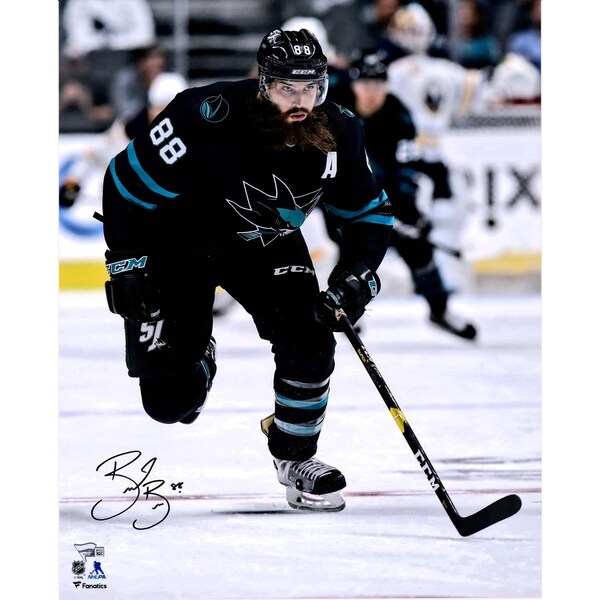 Brent Burns San Jose Sharks Fanatics Authentic Autographed 16'' x 20'' Black Jersey Skating Photograph