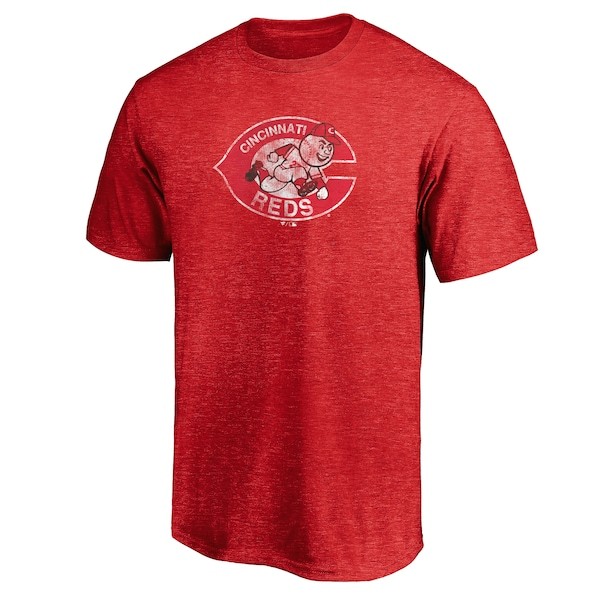 Cincinnati Reds Fanatics Branded True Classics Throwback Logo Tri-Blend T-Shirt - Red