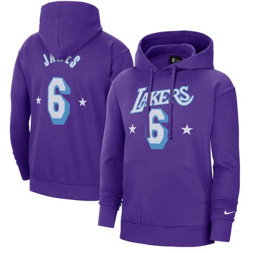 LeBron James Los Angeles Lakers Nike 2021/22 City Edition Name & Number Pullover Hoodie - Purple