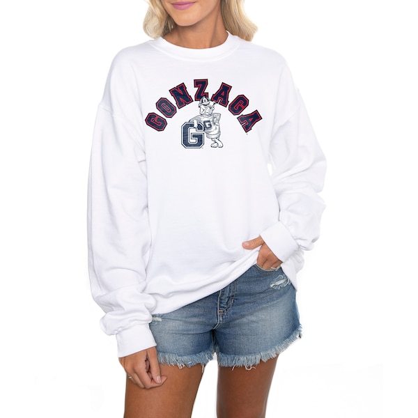 Gonzaga Bulldogs Gameday Couture Women's Rewind Time Perfect Crewneck Pullover Sweatshirt - White