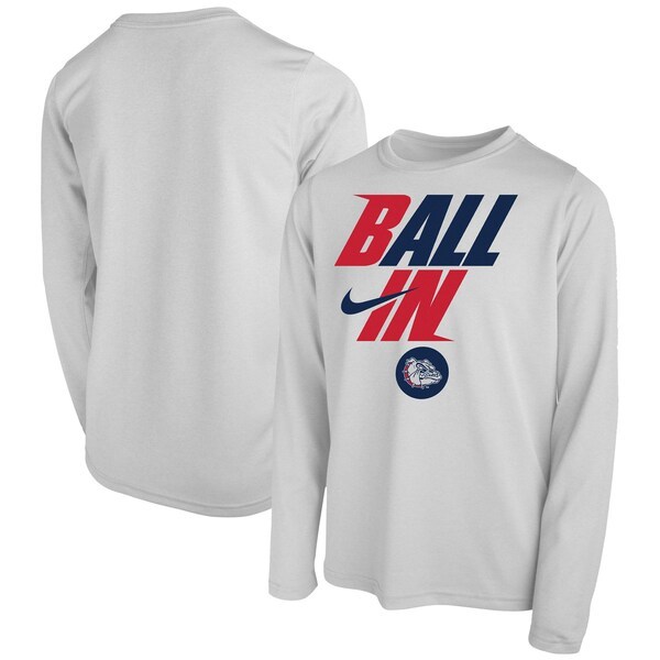 Gonzaga Bulldogs Nike Youth Ball In Bench Long Sleeve T-Shirt - White