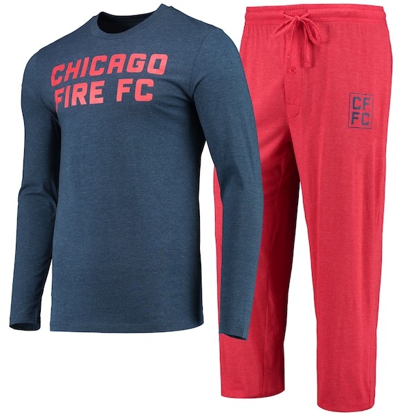 Chicago Fire Concepts Sport Meter Long Sleeve T-Shirt & Pants Sleep Set - Navy/Red