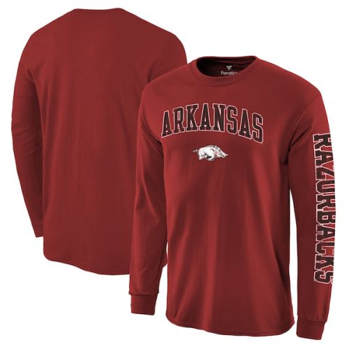 Arkansas Razorbacks Fanatics Branded Distressed Arch Over Logo Long Sleeve Hit T-Shirt - Cardinal