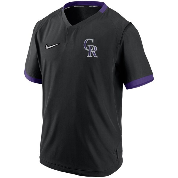 Colorado Rockies Nike Authentic Collection Short Sleeve Hot Pullover Jacket - Black/Purple