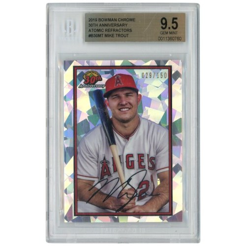 Mike Trout Los Angeles Angels Bowman 2019 Bowman Chrome Atomic Refractor #B30-MT #29/150 BGS Authenticated 9.5 Card