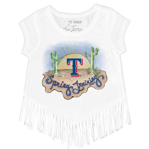 Texas Rangers Tiny Turnip Girls Toddler 2022 Spring Training Fringe T-Shirt - White