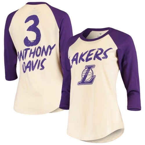 Anthony Davis Los Angeles Lakers Fanatics Branded Women's Raglan 3/4-Sleeve T-Shirt - Cream