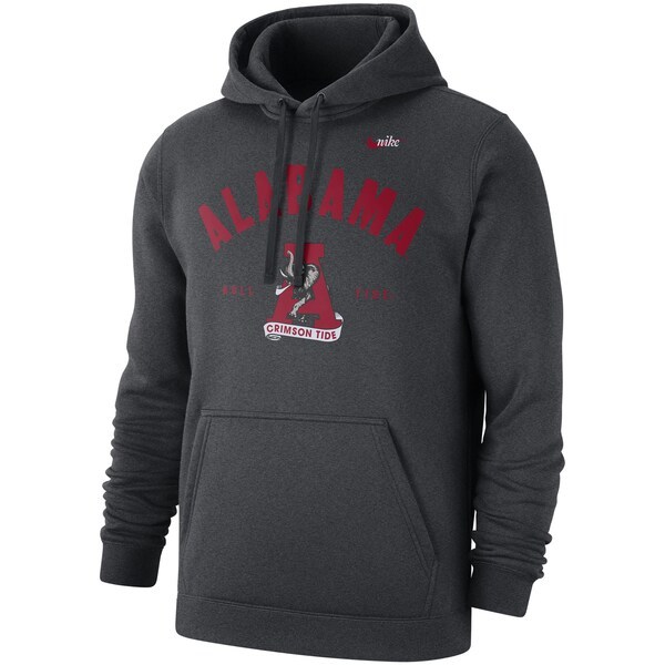 Alabama Crimson Tide Nike Vault Arch Club Fleece Pullover Hoodie - Heathered Charcoal