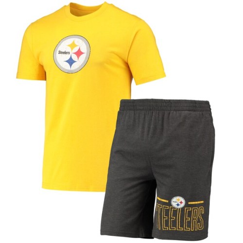 Pittsburgh Steelers Concepts Sport Meter T-Shirt & Shorts Sleep Set - Charcoal/Gold