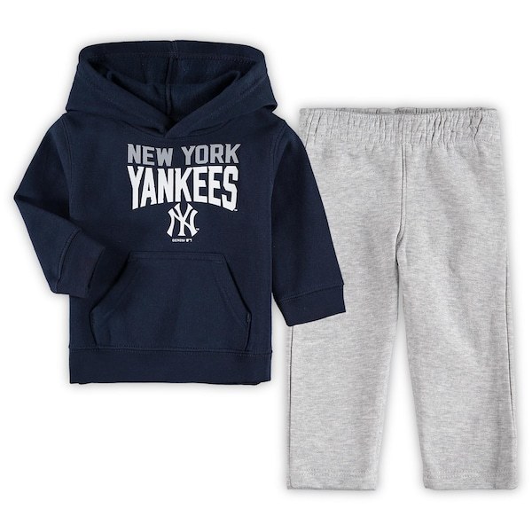 New York Yankees Infant Fan Flare Fleece Hoodie and Pants Set - Navy/Heathered Gray