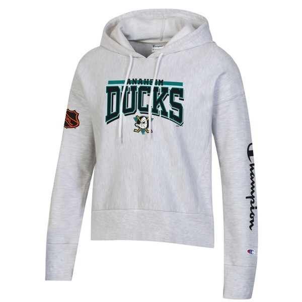 Anaheim Ducks Champion Women's Reverse Weave Pullover Hoodie - Heathered Gray