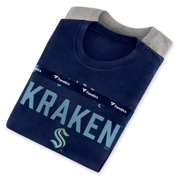 Seattle Kraken Fanatics Branded 2-Pack T-Shirt Combo Set - Deep Sea Blue/Heathered Gray