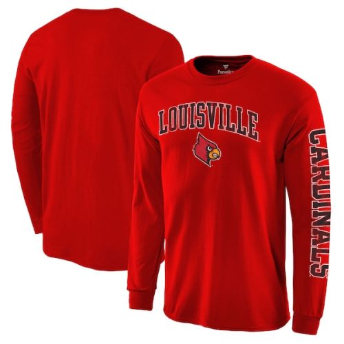Louisville Cardinals Fanatics Branded Distressed Arch Over Logo Long Sleeve Hit T-Shirt - Red
