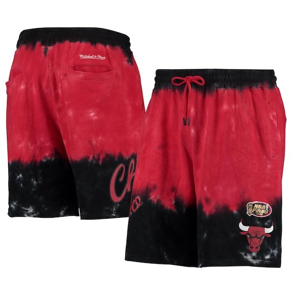 Chicago Bulls Mitchell & Ness Hardwood Classics Terry Tie-Dye Shorts - Black/Red