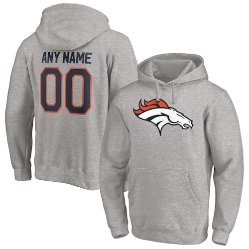 Denver Broncos Fanatics Branded Personalized Winning Streak Logo Name & Number Pullover Hoodie - Heathered Gray