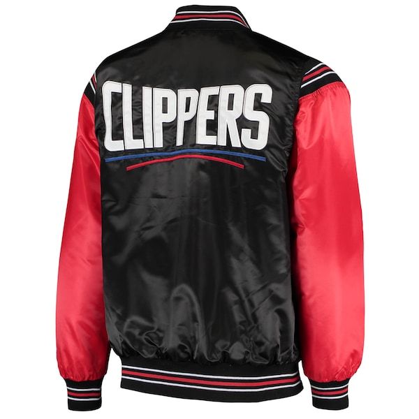LA Clippers Starter The Enforcer Varsity Satin Full-Snap Jacket - Black/Red