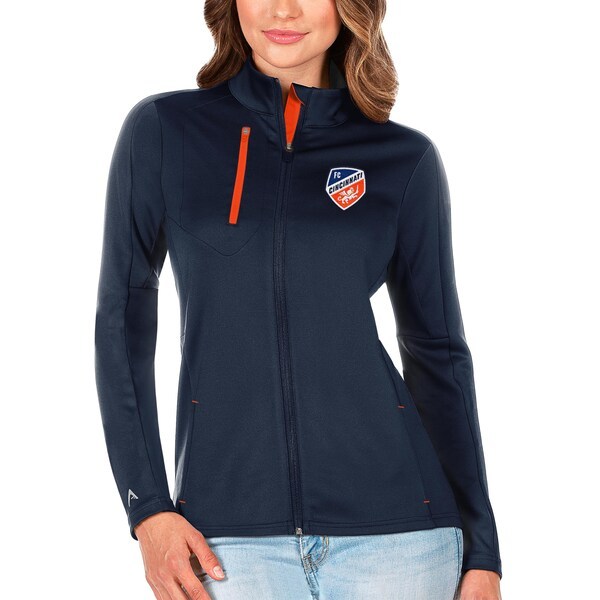 FC Cincinnati Antigua Women's Generation Full-Zip Jacket - Navy/Orange