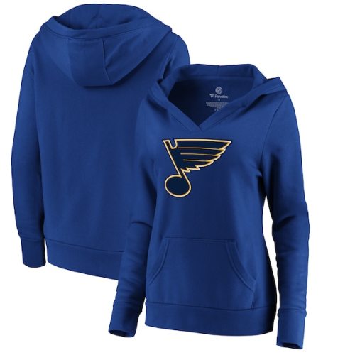 St. Louis Blues Fanatics Branded Women's Plus Size Primary Team Logo V-Neck Pullover Hoodie - Royal